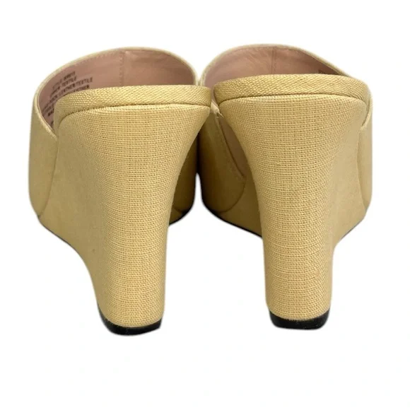 NWT J. Crew Light Khaki Linen Slide Wedge Size 7.5M - Picture 3 of 10